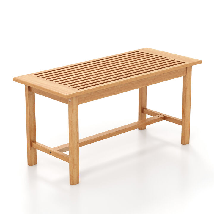Patio Coffee Table  Rectangular Outside Side Table with Slatted Tabletop