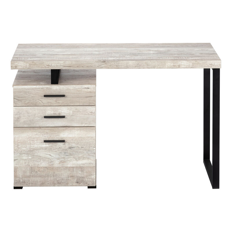 Monarch Specialties I 7410 Computer Desk, Home Office, Laptop, Left, Right Set-up, Storage Drawers, 48"L, Work, Metal, Laminate, Beige, Black, Contemporary, Modern