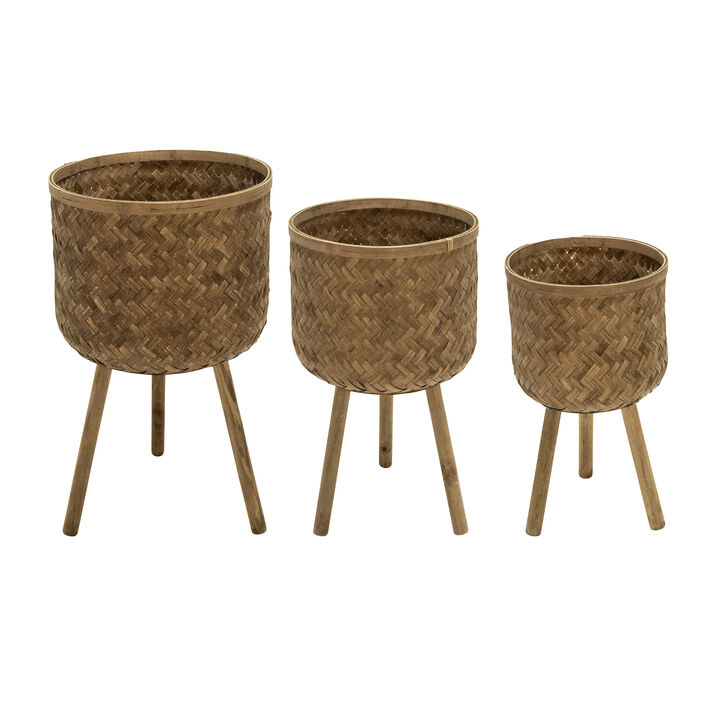 S/3 Bamboo Planters 11/13/15"