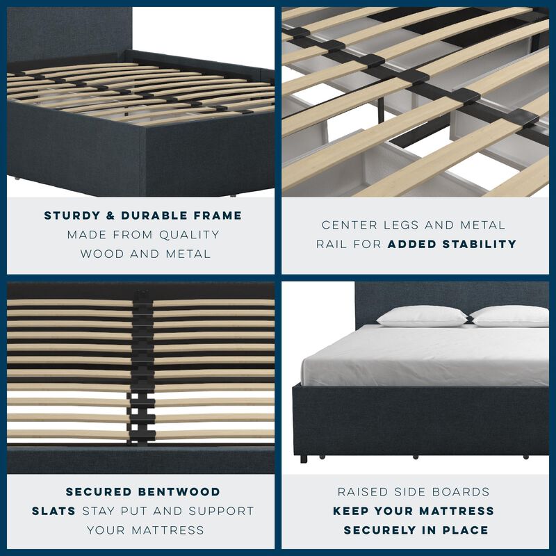 Novogratz Kelly Upholstered Bed with Storage Drawers