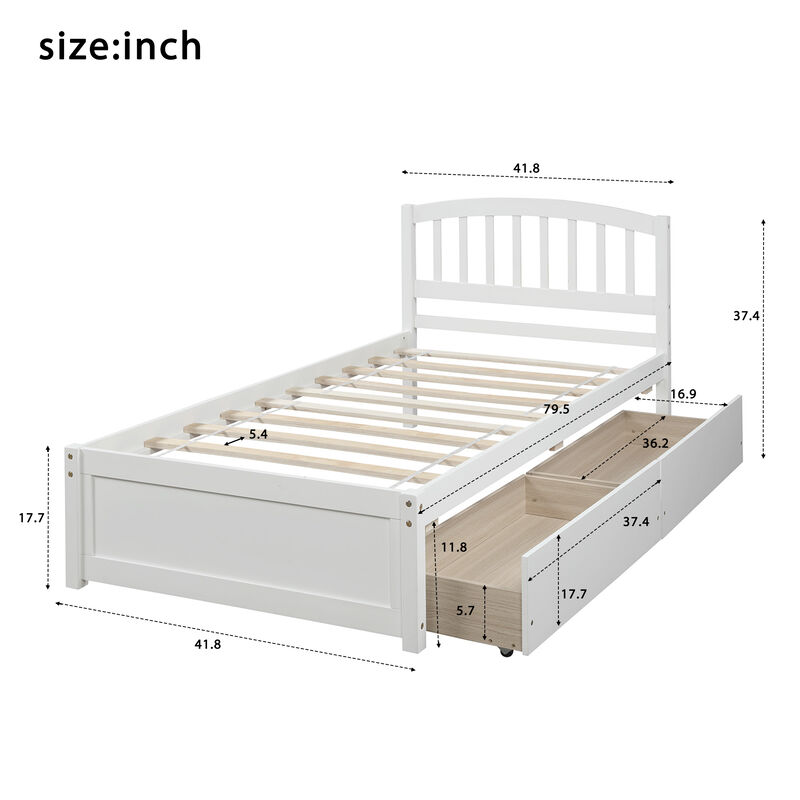 Merax Wood Bed Frame with Two Drawers