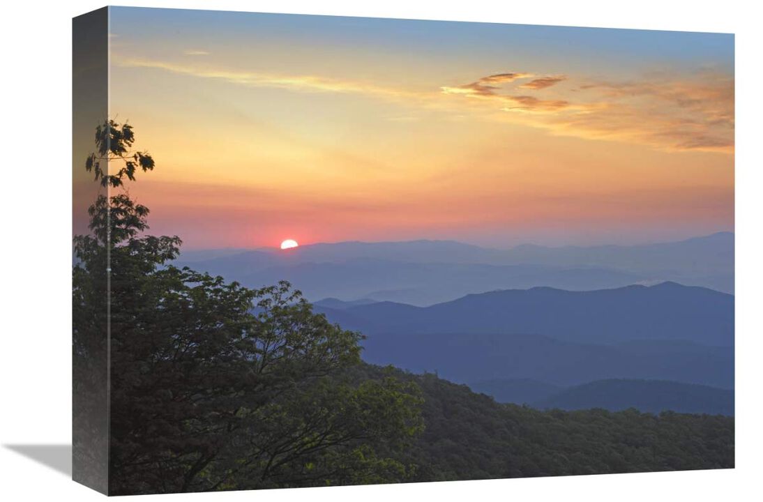 Sunset over the Pisgah National Forest from the Blue Ridge Parkway, North Carolina-Canvas Art-16x12