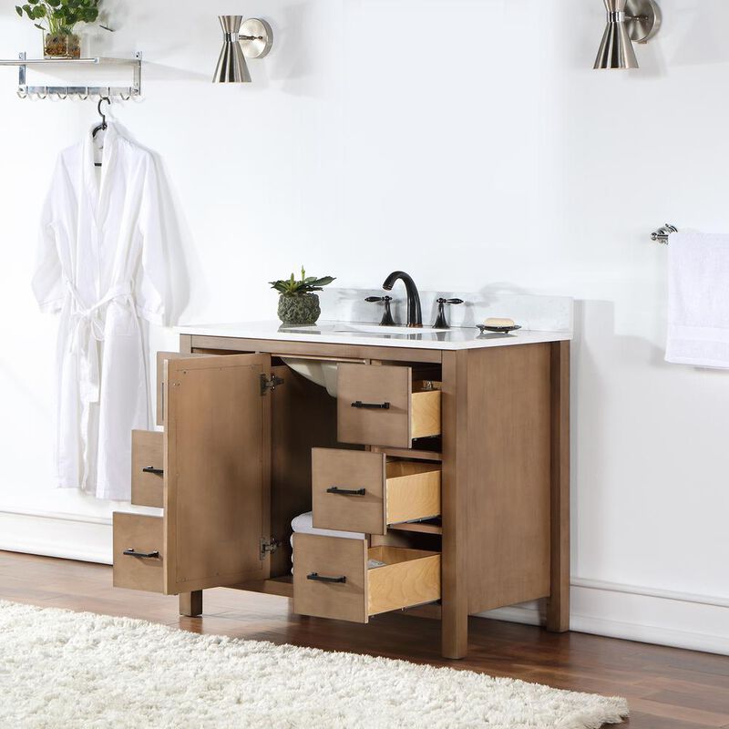 Altair 42 Single Bathroom Vanity Set in Brown Pine without Mirror