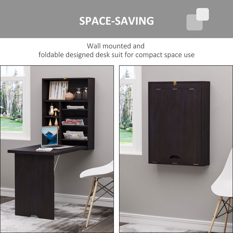 Wall Mount Writing Table Convertible Folding Computer Desk Storage Home Office