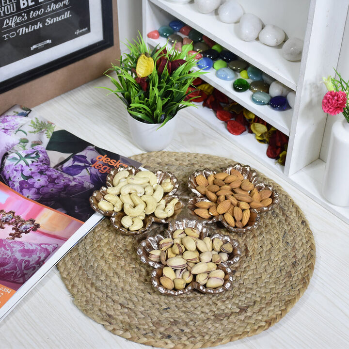 Handmade Decorative Bronze Color Coated 8.26 x 8.26 x 0.98  Inches Aluminium Tray 039AB BBH Home's