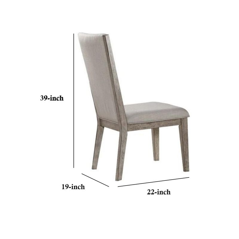 Transitional Style Wooden Side Chair with Fabric Upholstery, Set of 2, Gray Oak-Benzara