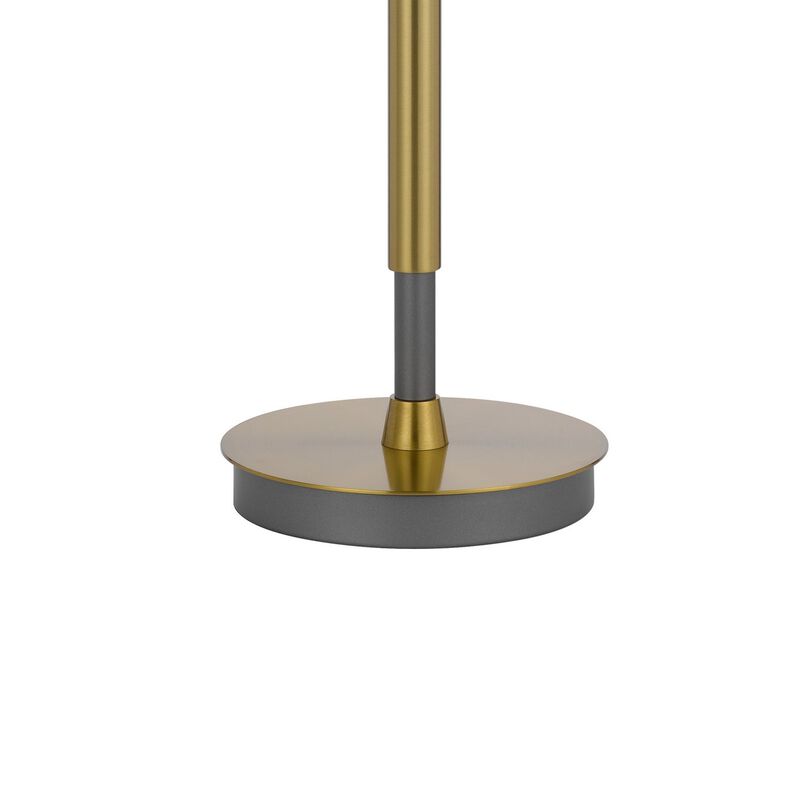 Siu 30 Inch Table Lamp, Gold Metal Thin Pole w Finial, Black Shade - Benzara