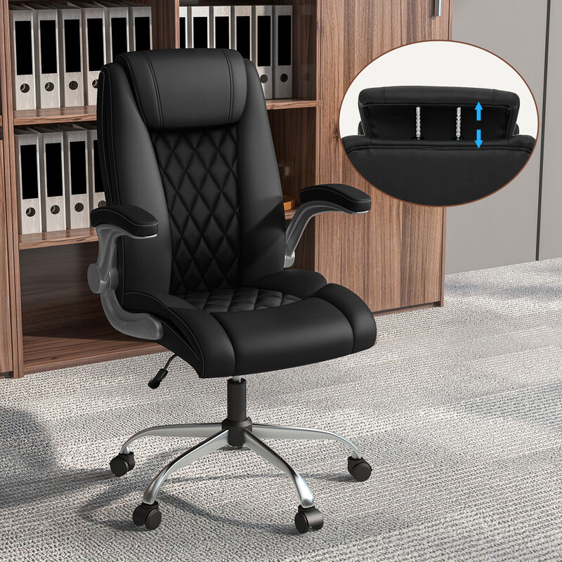 Modern Height Adjustable PU Leather Office Chair with Rocking Function