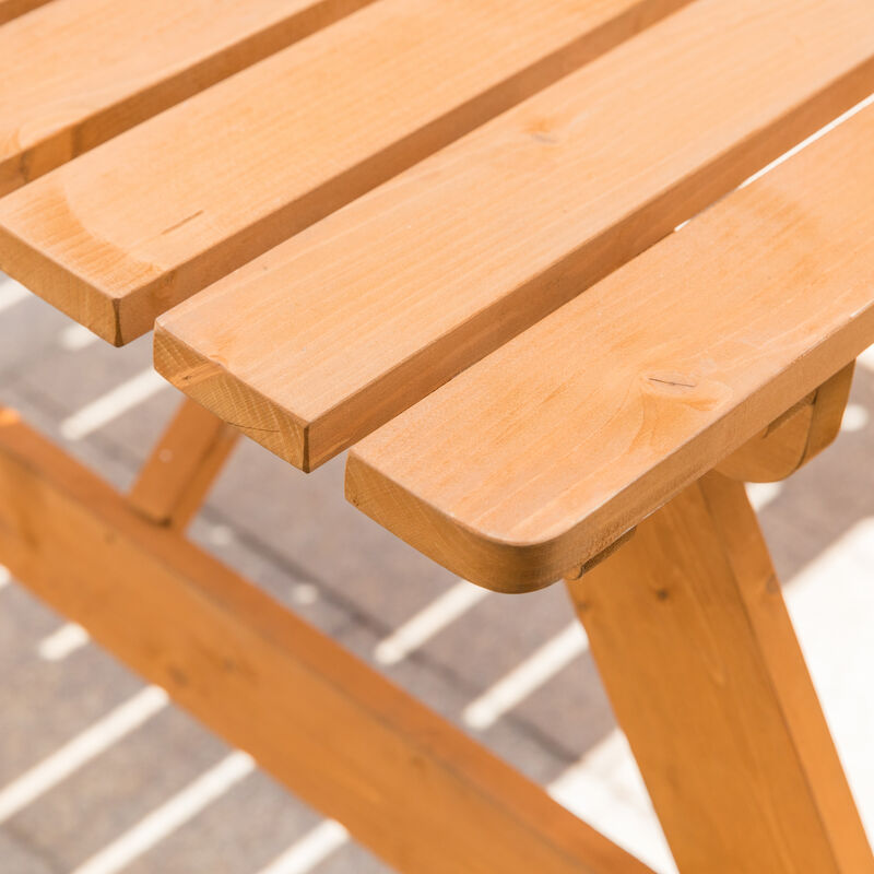 Outdoor Wooden Patio Deck Garden 6-Person Picnic Table, for Backyard, Garden, Stained