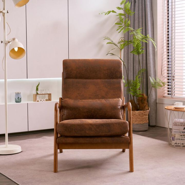 Armrest & Backrest Indoor Leisure Chair Comfortable Upholstered Lounge Chair for Home
