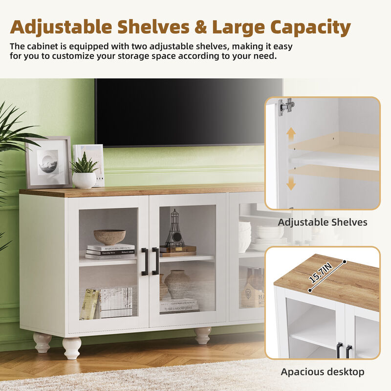 Merax Farmhouse TV Stand with Bookshelves Set