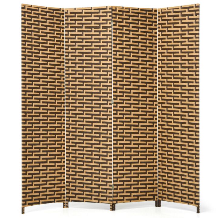 Hivvago 4 Panel Folding Privacy Partition Room Divider with Rustproof Hinge-Yellow