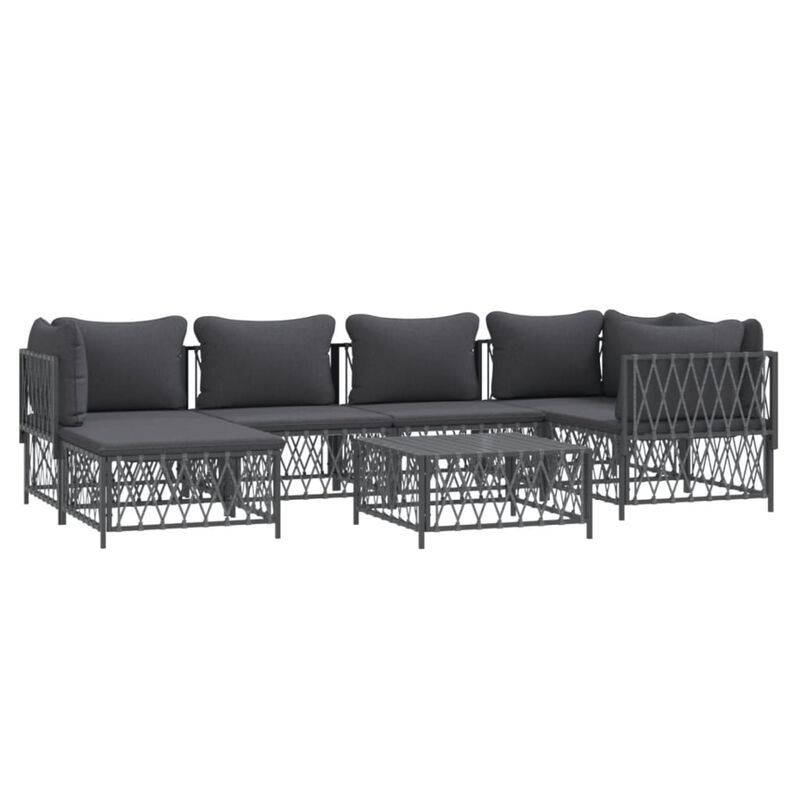 vidaXL 7 Piece Patio Lounge Set with Cushions Anthracite Steel