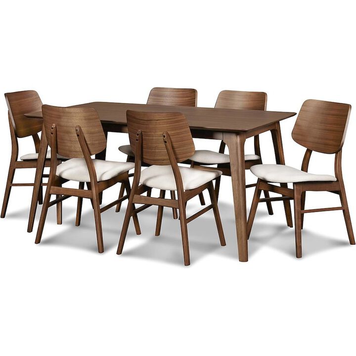 New Classic Furniture Oscar Solid Wood Table and 6 Chairs in Brown