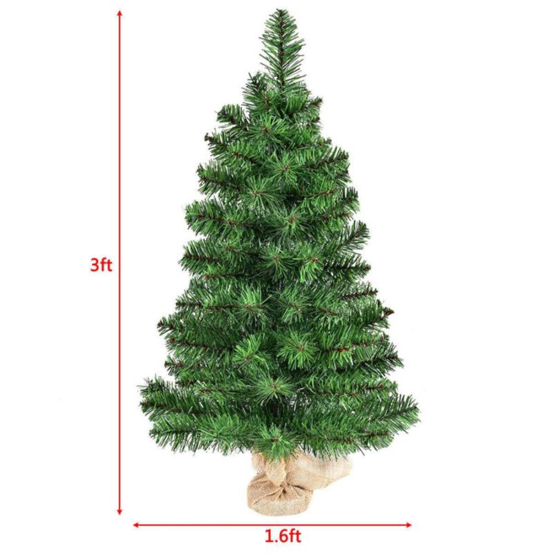 Hivvago 2/3 Feet  Tabletop Unlit Christmas Tree in Burlap Base