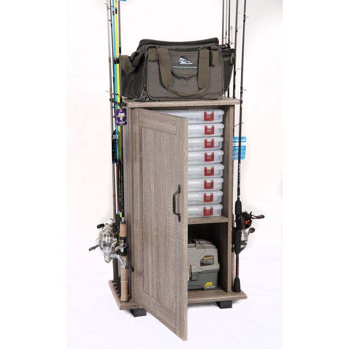 American Furniture Classics Fishing Storage and Organization Cabinet in Rough Sawn Barnwood Laminate