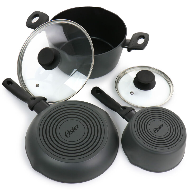 Oster Kingsway 5 Piece Aluminum Nonstick Cookware Set in Black
