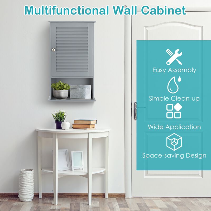Bathroom Wall Mount Storage Cabinet Single Door with Height Adjustable Shelf