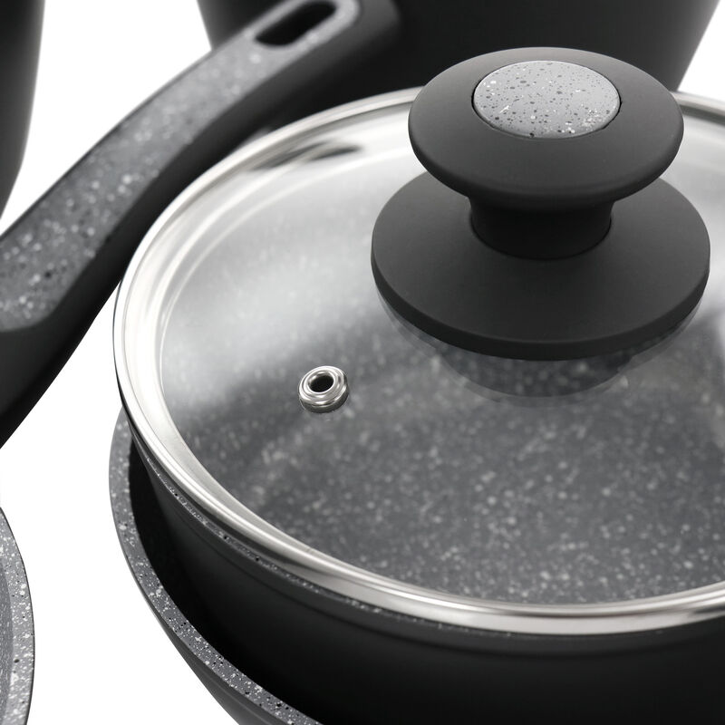 Oster 10 Piece Non-Stick Aluminum Cookware Set in Black and Grey Speckle