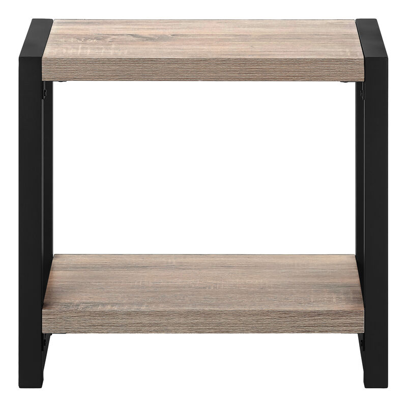 Monarch Specialties I 2083 Accent Table, Side, End, Narrow, Small, 2 Tier, Living Room, Bedroom, Metal, Laminate, Brown, Black, Contemporary, Modern