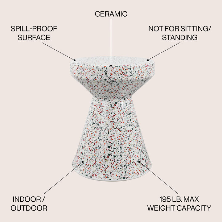 Xenia Modern Bohemian Terrazzo Indoor/Outdoor Drum Accent Table