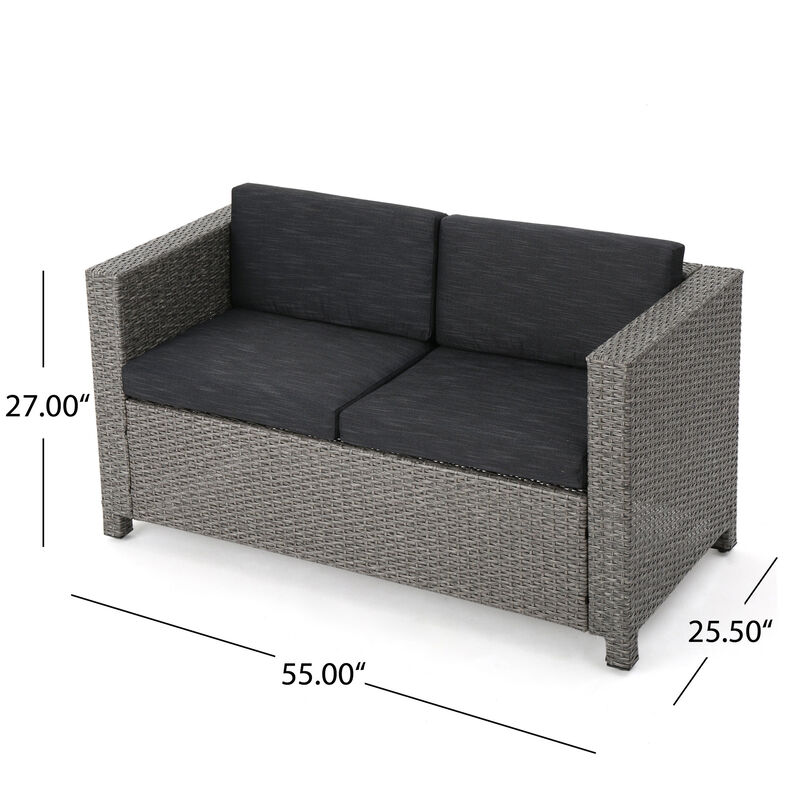 Merax PE Rattan Outdoor Loveseat Sofa