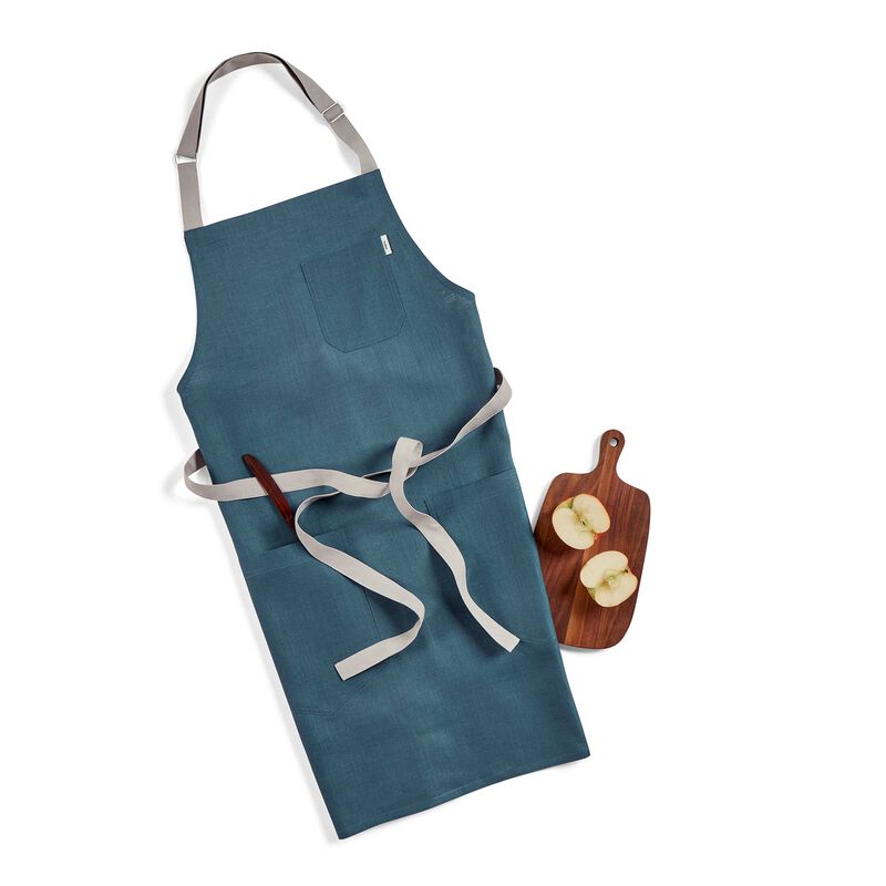 Solino Home 100% Pure Linen Bib Apron 33 x 30 Inch
