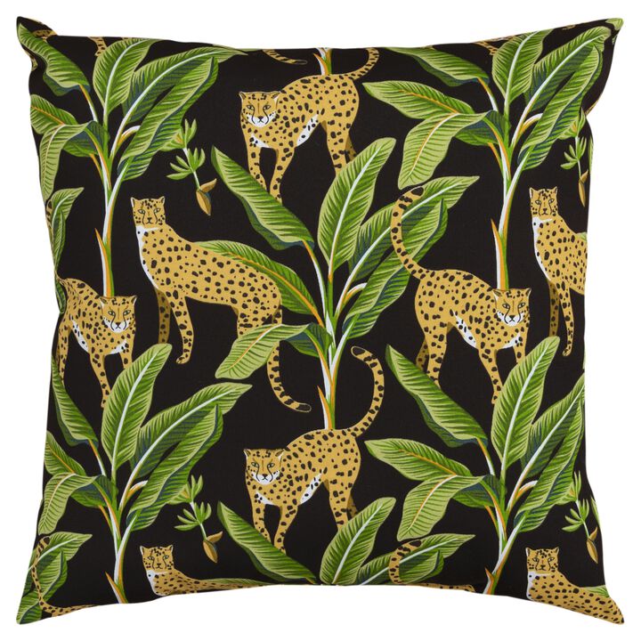 22"x22" Indoor/Outdoor Pillow, Tropical Leopard