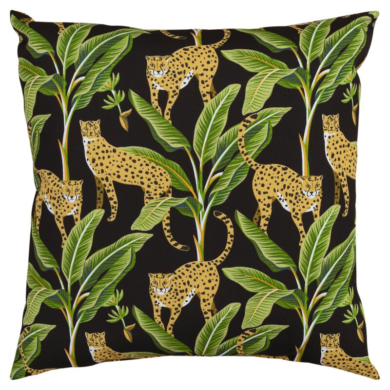 22"x22" Indoor/Outdoor Pillow, Tropical Leopard