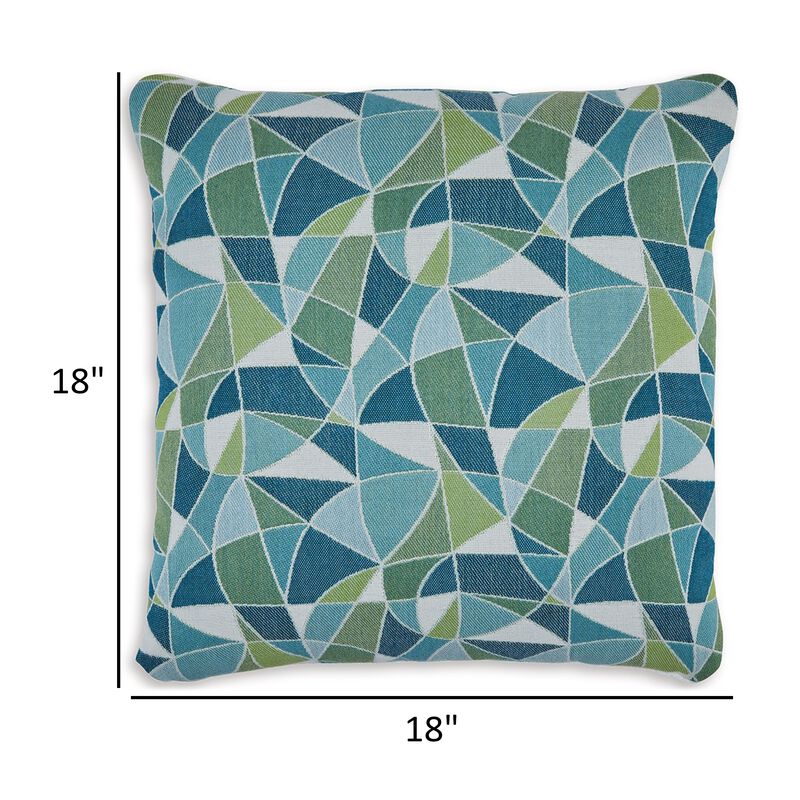 Sery 18 Inch Accent Pillow Set of 4, Indoor Outdoor Woven Geometric, Blue -