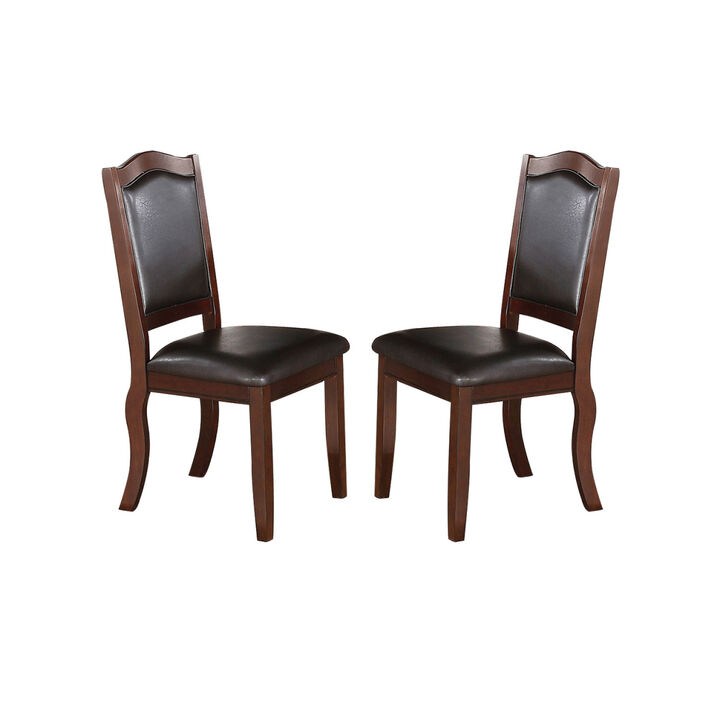 Faux Leather Upholstered Dining Chairs, Brown(Set Of 2)
