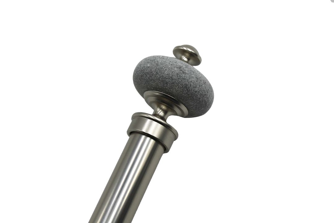 Linen Avenue Grey Stone Cap Double Window Curtain Rod Set