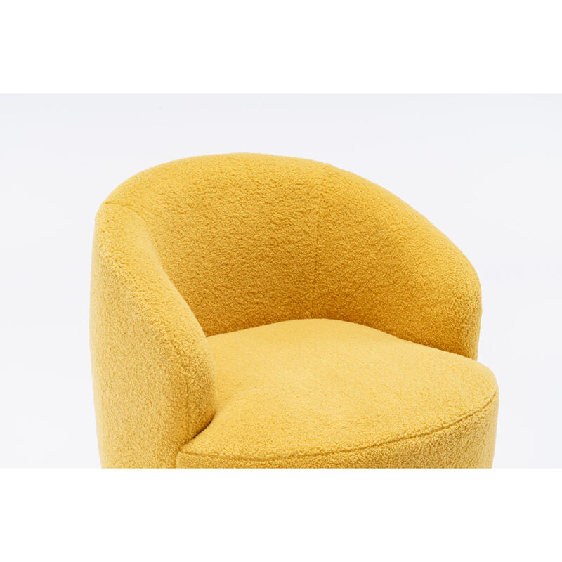 Teddy Fabric Swivel Accent Armchair Barrel Chair With Powder Coating Metal Ring