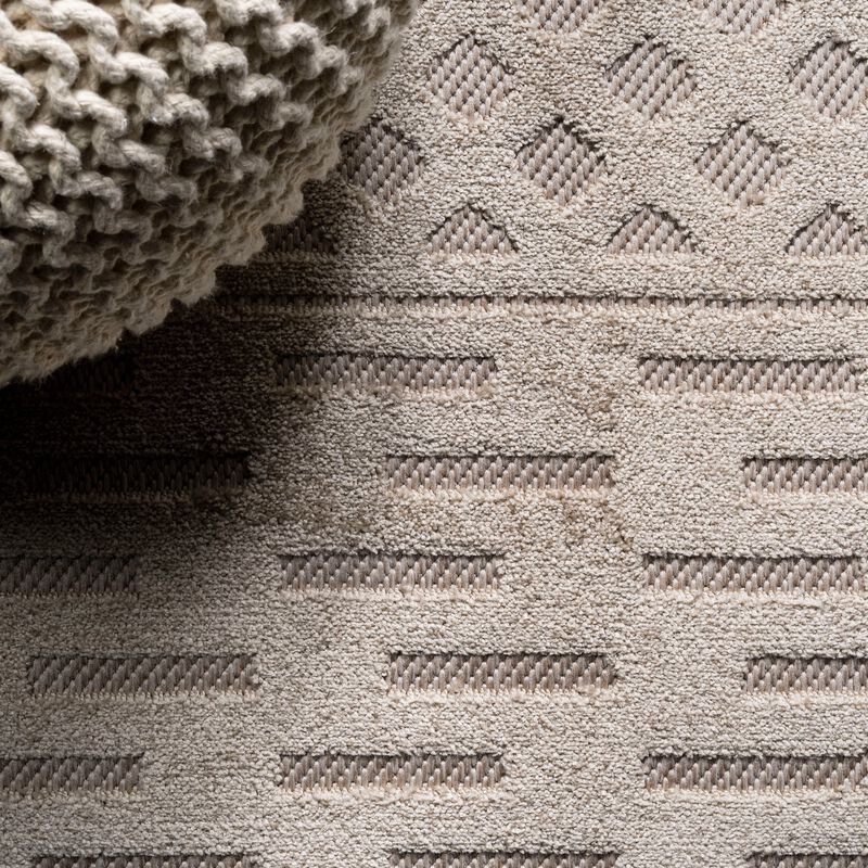 Xlendi High-Low Pile Moroccan Geometric Indoor/Outdoor Area Rug