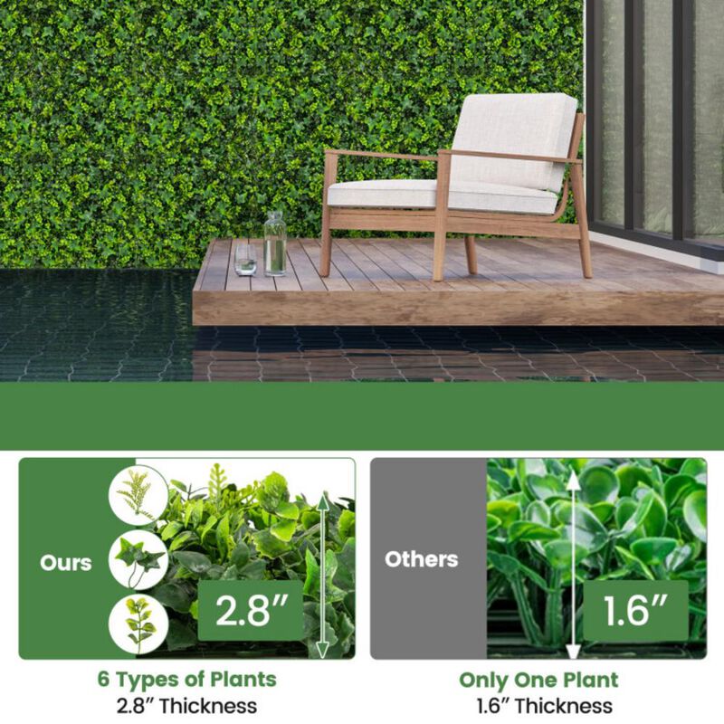 Hivvago 12 Pieces 20 x 20 Inch Artificial Greenery Foliage Panels with Insertable Branches