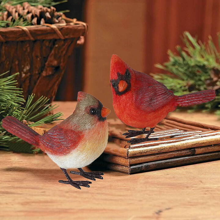 Resin Cardinal Set of 4 for Tabletop or Outdoor Holiday Decor
