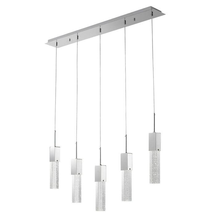Sparkling Night Chandelier Chrome Metal and Acrylic 5 LED Light Dimmable