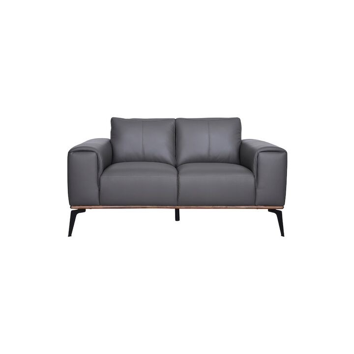 Porter Designs Pietro Top Grain Leather Loveseat, Gray