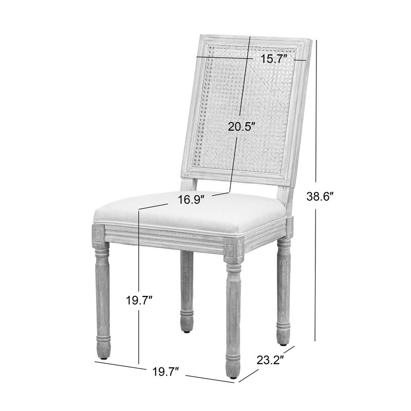 CAMBRIDGE Set of 2 Dining Chairs in Rattan and  Fabric