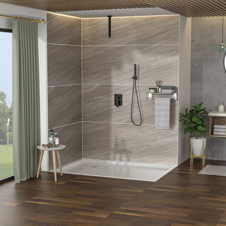 Ceiling Shower Set - 12 Inch Square Shower Set, Dual Shower Heads, Oil Rubber Bronze