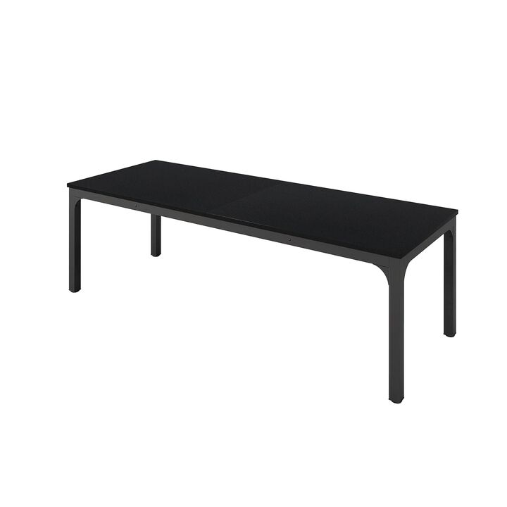 Lar Conference Table, 79 Inch Black Rectangular MDF Top, Metal Legs - Benzara