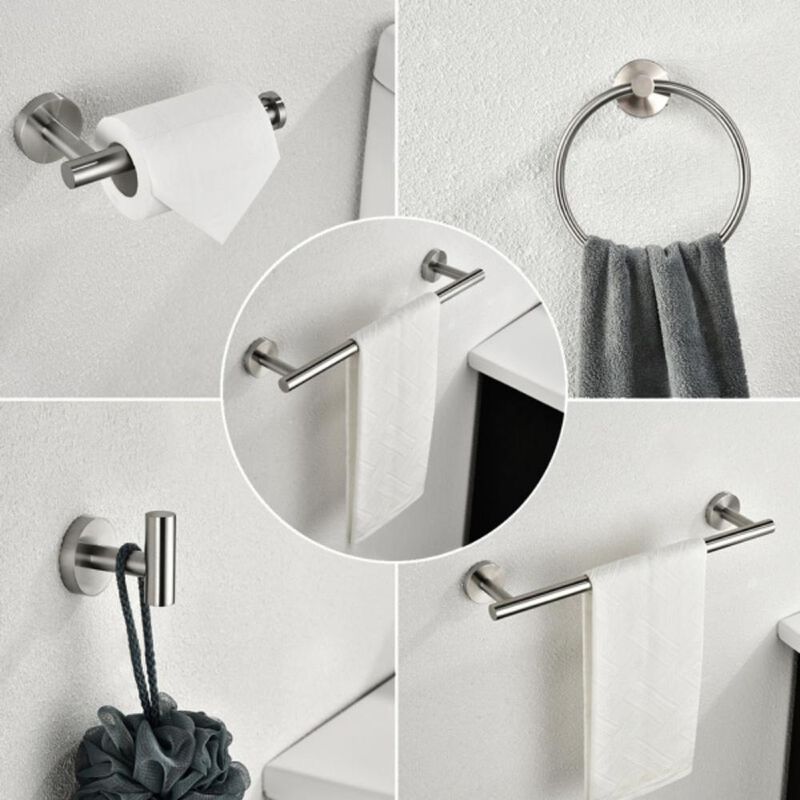 6-Piece Bathroom Towel Rack Set Wall-Mounted Organizer for Towels and Bathroom Storage
