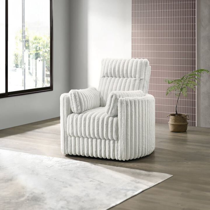 New Classic Furniture Embrace Fabric Swivel Accent Chair, White