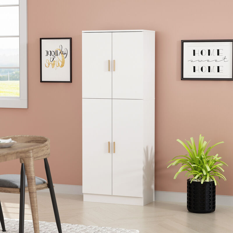 White Wooden Accent Bookcase, Sideboard, Storage Cabinet