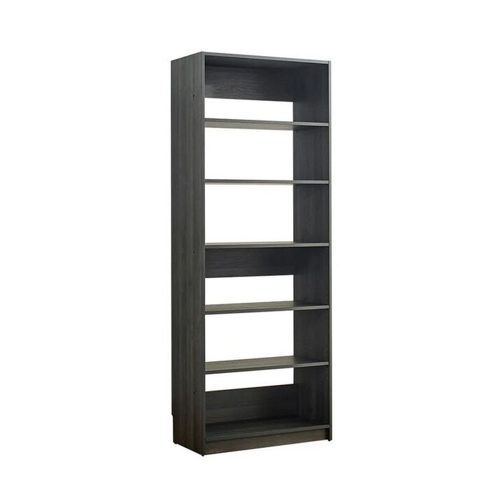 Dee Modular Closet System, 5 Tier Storage Shelves, Black Wood Finish