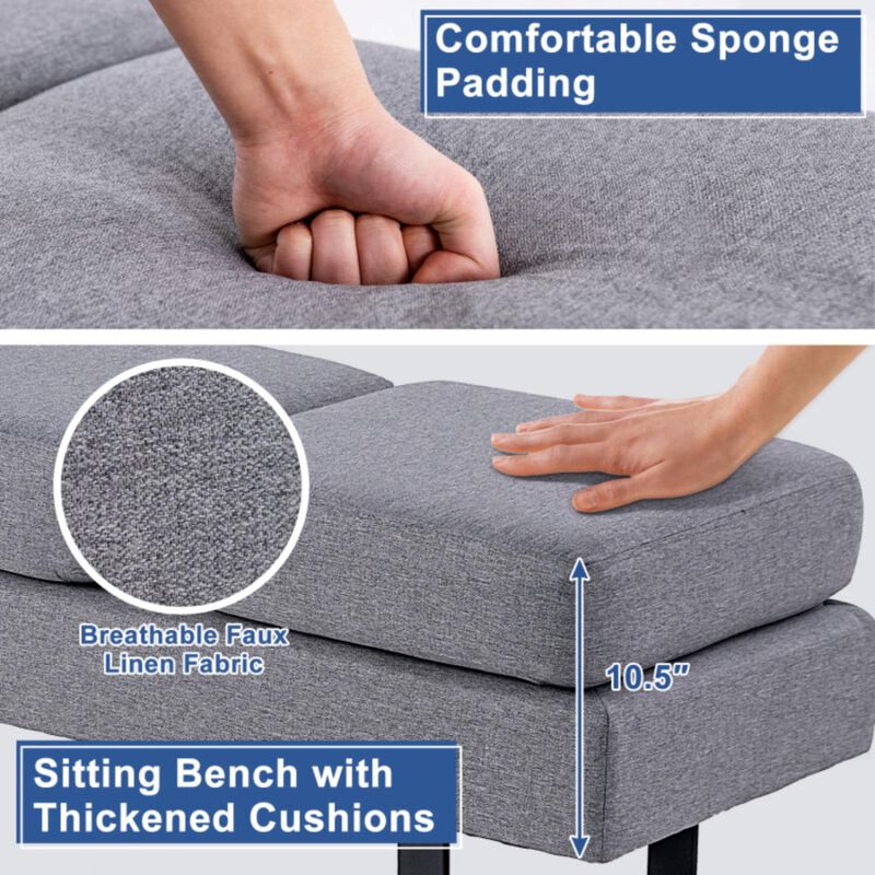 Hivvago Waiting Room Bench Seating Long Bench with Metal Frame Leg