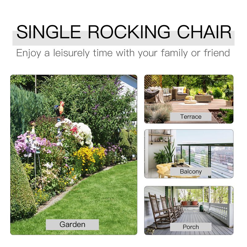 Garden Relaxer: Carbonized High-Back Wooden Rocking Chair