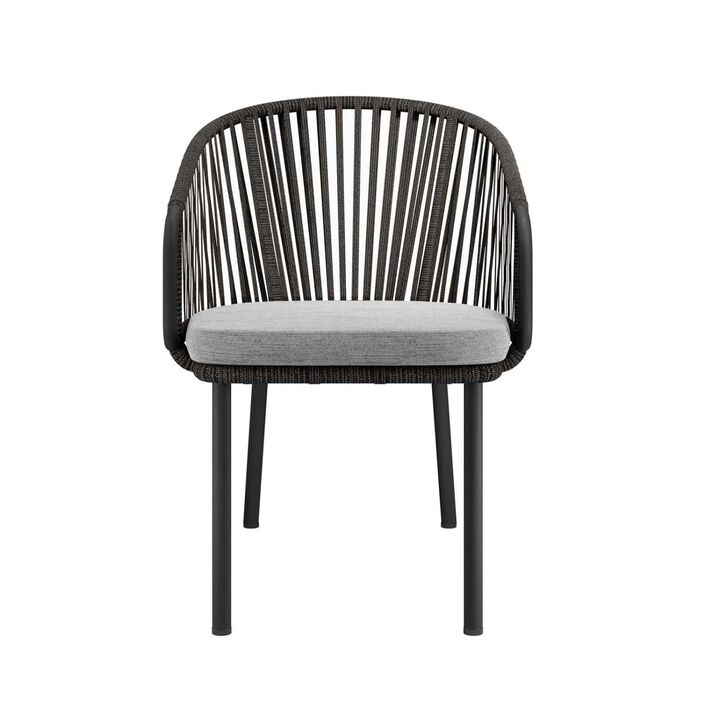 Modway Harbor Aluminum and Fabric Outdoor Armchair in Charcoal Gray