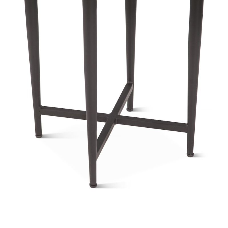 World Interiors Mumbai 17 Side Table in Grey Septarian with Iron Base