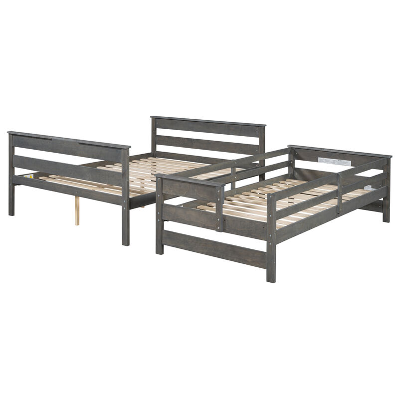 Wood Twin XL over Queen Bunk Bed with Ladder